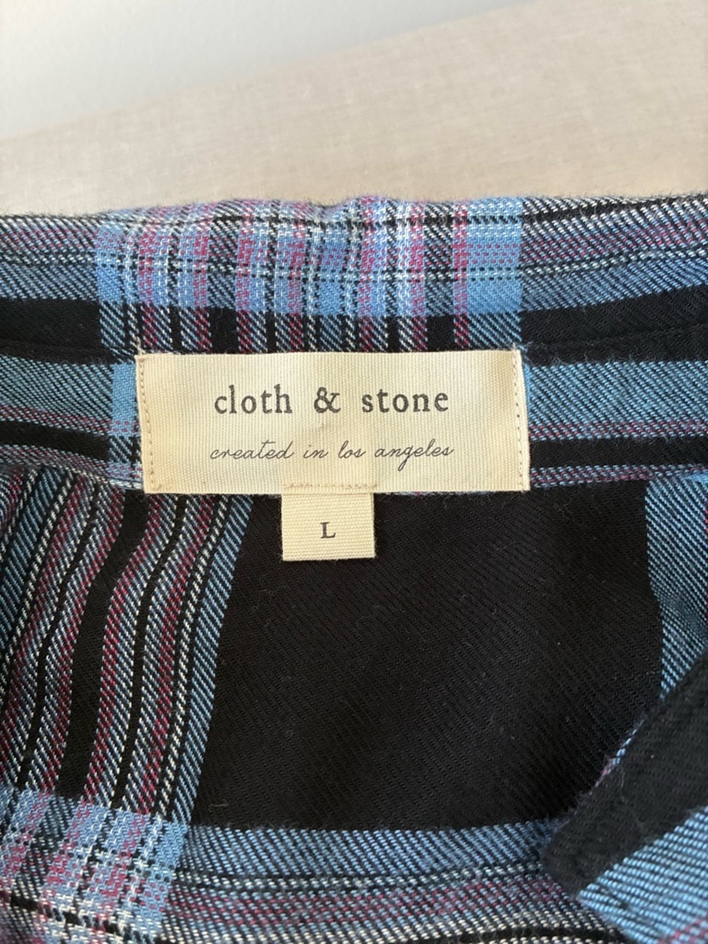 Cloth & Stone Anthropologie Women's Blue Raw Hem Flannel Button Down - Picture 6 of 9
